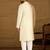 Men off white cotton solid printed straight kurta