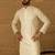 Men beige cotton solid printed straight kurta