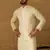 Men beige cotton solid printed straight kurta