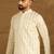 Men off white cotton solid printed straight kurta