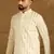 Men off white cotton solid printed straight kurta