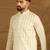 Men beige cotton solid printed straight kurta