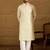 Men off white cotton solid printed straight kurta