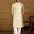 Men beige cotton solid printed straight kurta