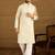 Men beige cotton solid printed straight kurta