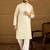 Men off white cotton solid printed straight kurta