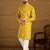 Men yellow viscose rayon solid embroidered straight kurta