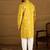Men yellow viscose rayon solid embroidered straight kurta