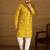 Men yellow viscose rayon solid embroidered straight kurta