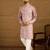 Men lavender viscose rayon solid embroidered straight kurta