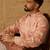 Men peach viscose rayon solid embroidered straight kurta