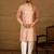Men peach viscose rayon solid embroidered straight kurta