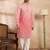 Men pink silk blend ombre embroidered straight kurta
