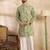 Men green viscose rayon batik embroidered straight kurta