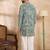 Men green viscose rayon batik embroidered straight kurta
