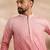 Men pink silk blend ombre embroidered straight kurta