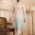 Men blue silk blend ombre embroidered straight kurta