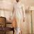 Men peach silk blend ombre embroidered straight kurta