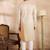 Men peach silk blend ombre embroidered straight kurta