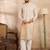 Men peach silk blend ombre embroidered straight kurta
