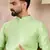 Men green silk blend solid embroidered straight kurta