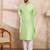 Men green silk blend solid embroidered straight kurta
