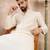 Men off white silk blend solid embroidered straight kurta