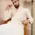 Men off white silk blend solid embroidered straight kurta