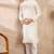 Men off white silk blend solid embroidered straight kurta