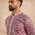 Men maroon silk blend solid embroidered straight kurta