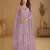 Lavender embroidered net free size stitched palazzo style salwar suit