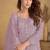 Lavender embroidered net free size stitched palazzo style salwar suit