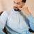 Men blue silk blend ombre embroidered straight kurta
