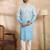 Men blue silk blend ombre embroidered straight kurta