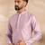 Men lavender polyester solid embroidered straight kurta