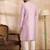 Men lavender polyester solid embroidered straight kurta