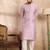 Men lavender polyester solid embroidered straight kurta