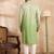 Men green silk blend ombre embroidered straight kurta