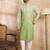 Men green silk blend ombre embroidered straight kurta