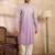 Men lavender silk blend ombre embroidered straight kurta