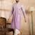 Men lavender silk blend ombre embroidered straight kurta