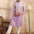 Men lavender silk blend ombre embroidered straight kurta