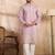 Men lavender polyester solid embroidered straight kurta