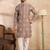 Men beige silk blend solid embroidered straight kurta