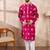 Men maroon silk blend solid embroidered straight kurta