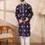 Men purple silk blend solid embroidered straight kurta