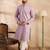 Men lavender silk blend floral embroidered straight kurta