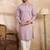 Men lavender silk blend floral embroidered straight kurta