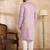 Men lavender silk blend floral embroidered straight kurta