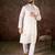 Men white silk blend floral embroidered straight kurta